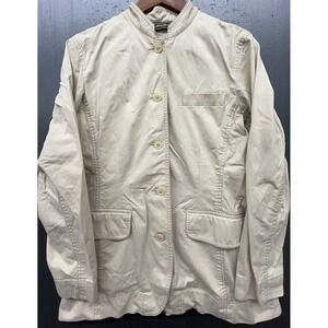 Eddie Bauer Safari Jacket Women 14 Beige Cotton Button Up Field Photography Coat